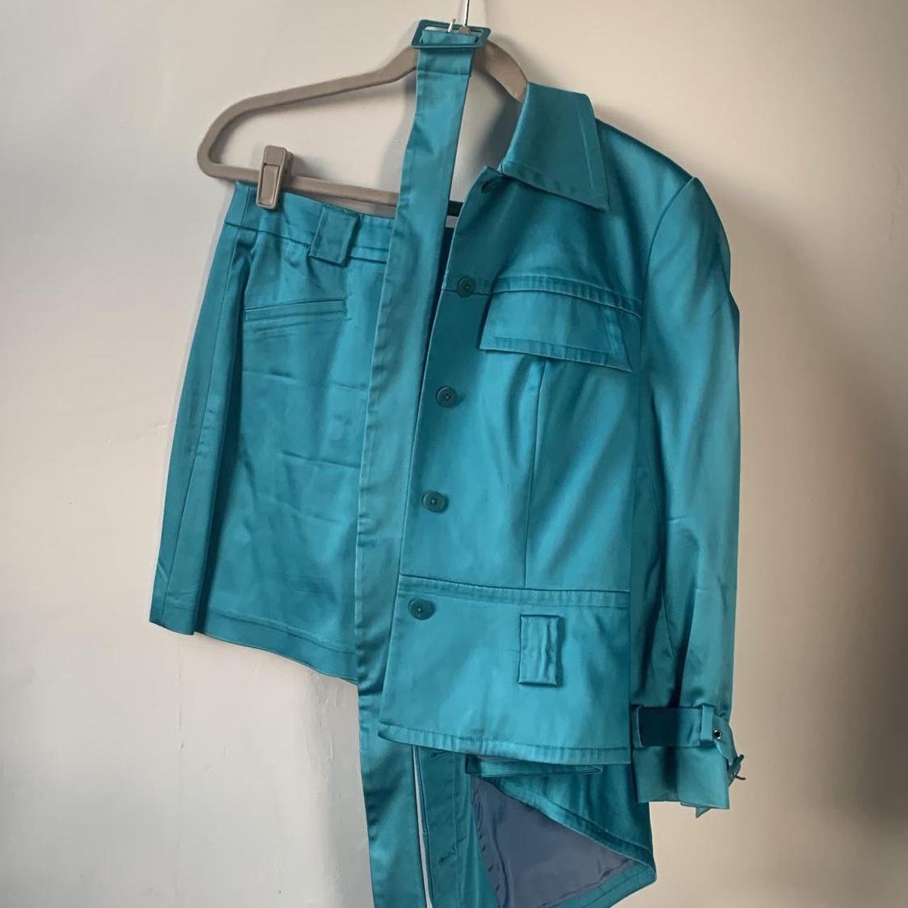 Beautiful teal blue satin 00s mall chic Caché... - Depop