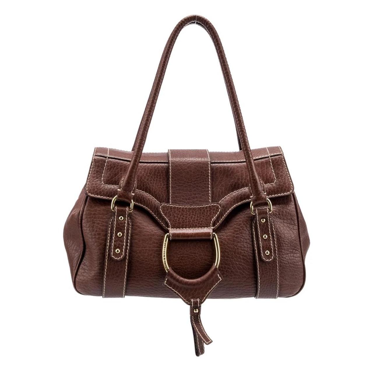 Dolce & Gabbana brown shoulder bag イタリア製 Dolce & Gabbana Chocolate Brown Leather Framed Top Shoulder
