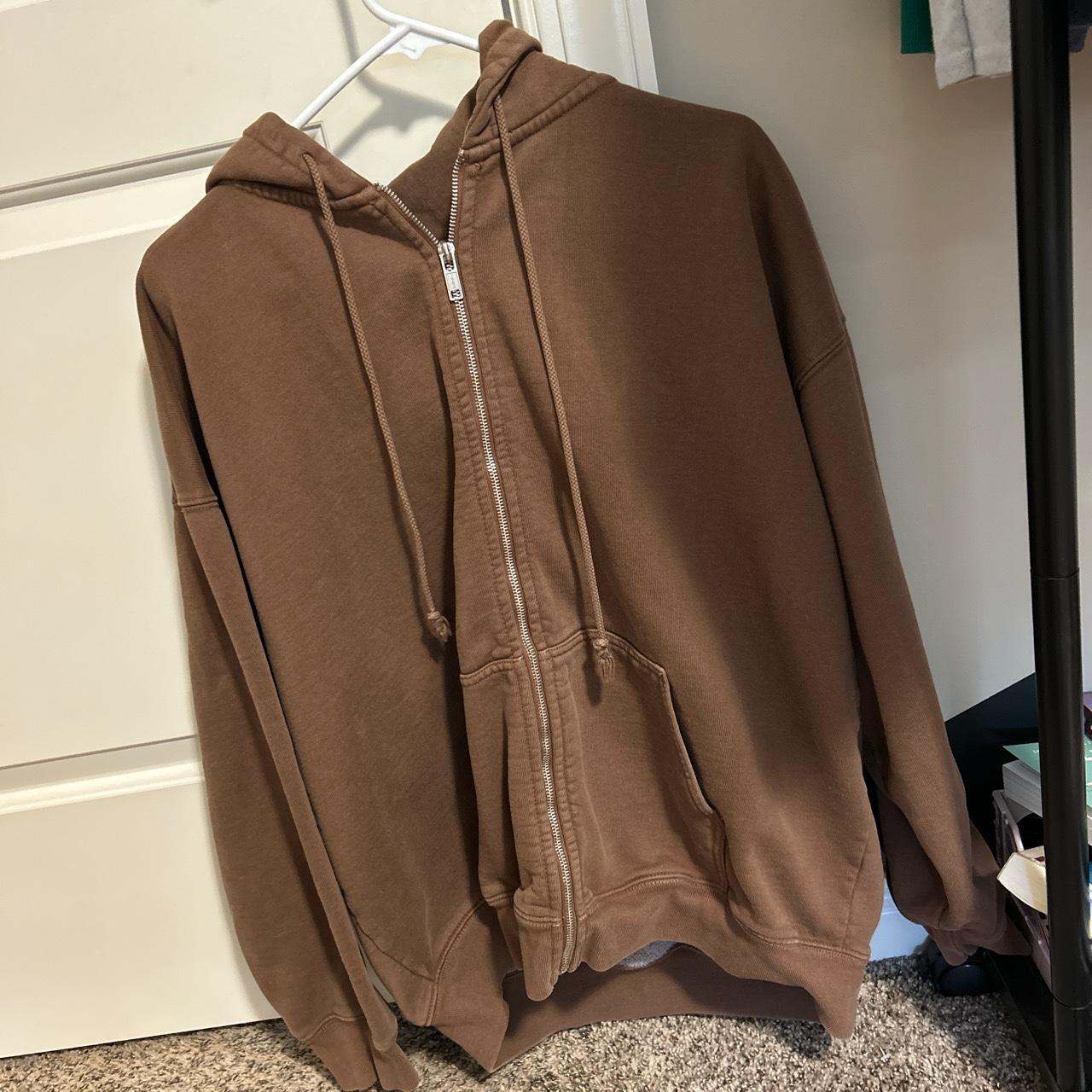 Brandy Melville brown oversized zip up hoodie