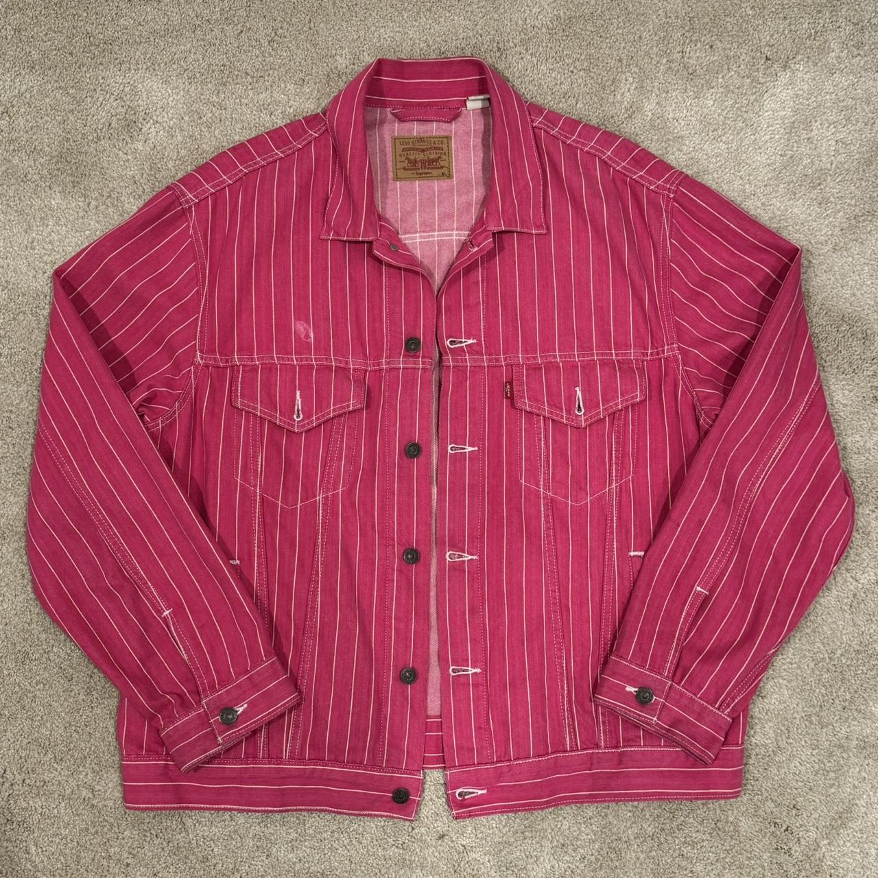 Supreme Levi s Pinstripe Trucker Jacket Magenta