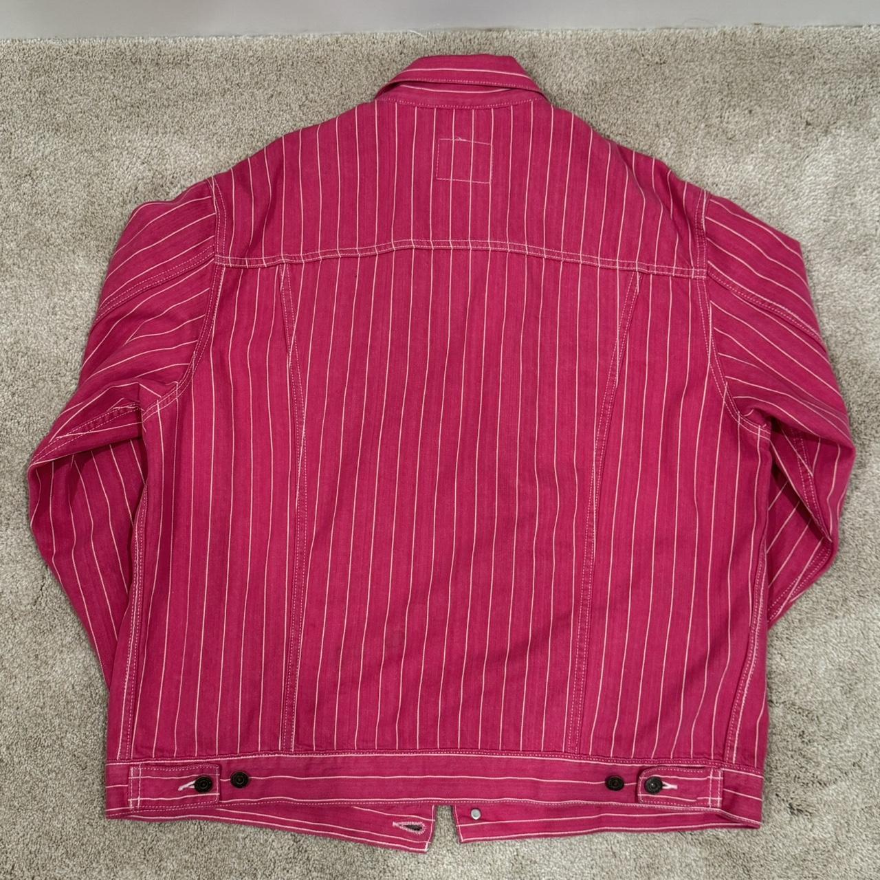 Supreme Levi's Pinstripe Trucker Jacket - Magenta | Depop