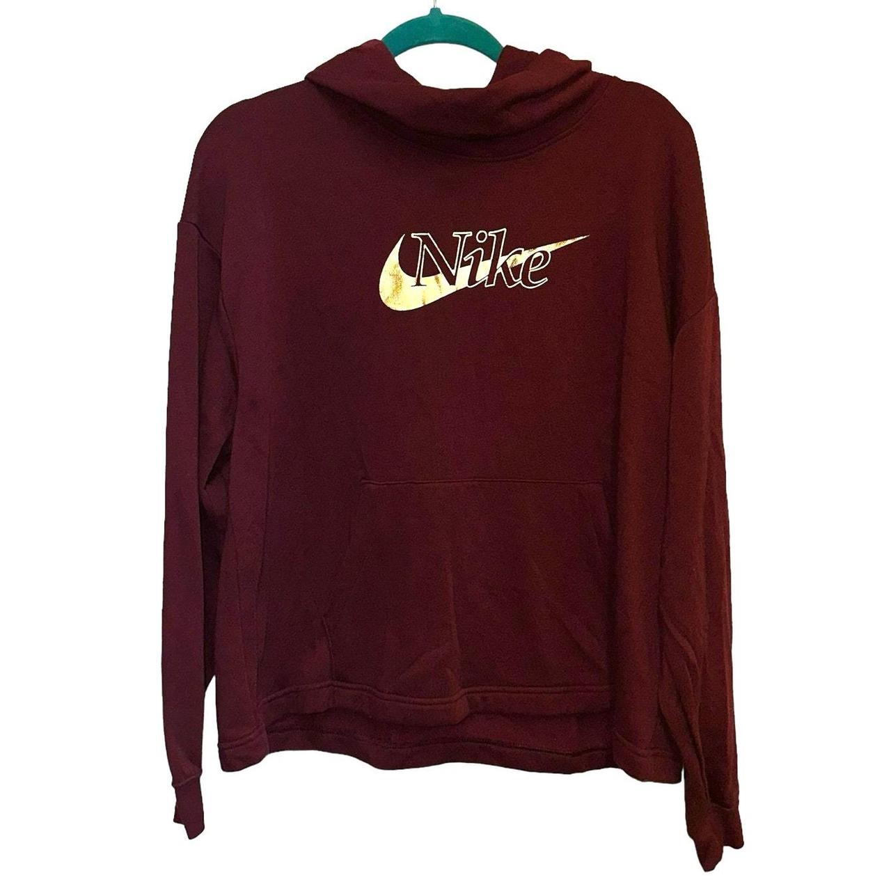 burgundy and gold nike hoodie