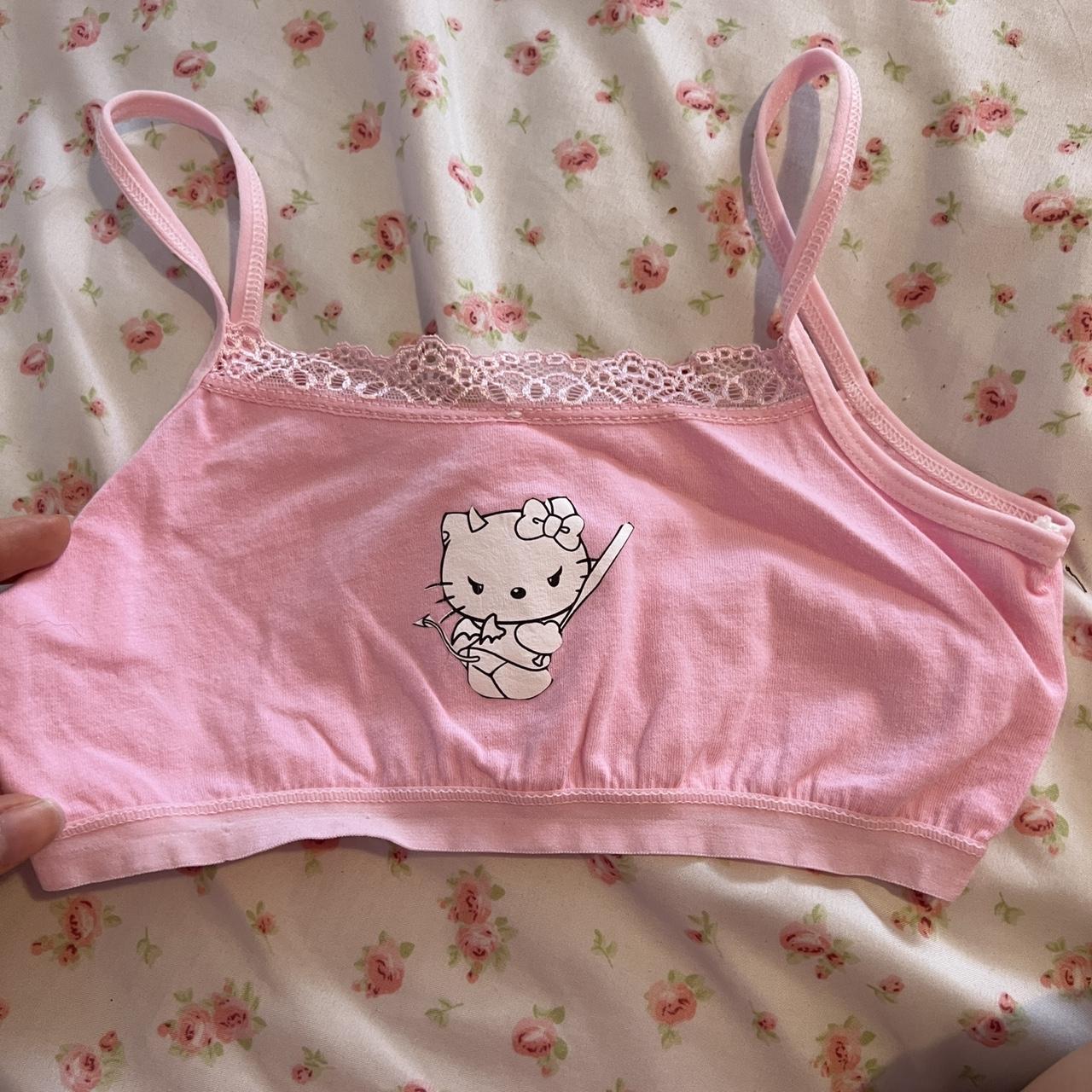 pink devil hello kitty bralette size... - Depop