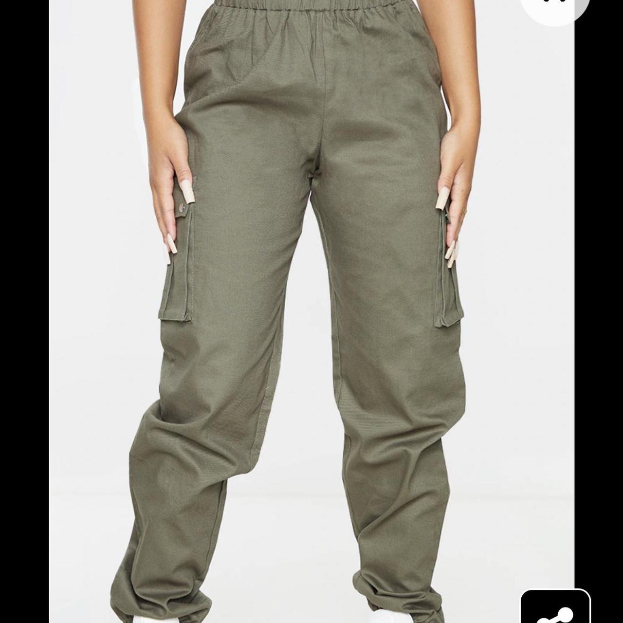 ‼️ GREEN KHAKI CARGO PANTS FROM PLT- worn a few... - Depop