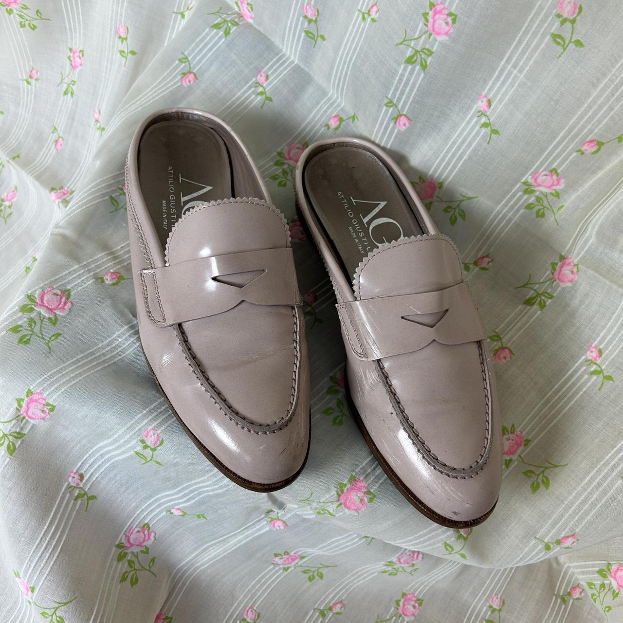 AGL leather sole slip on loafer. Dusty light pink