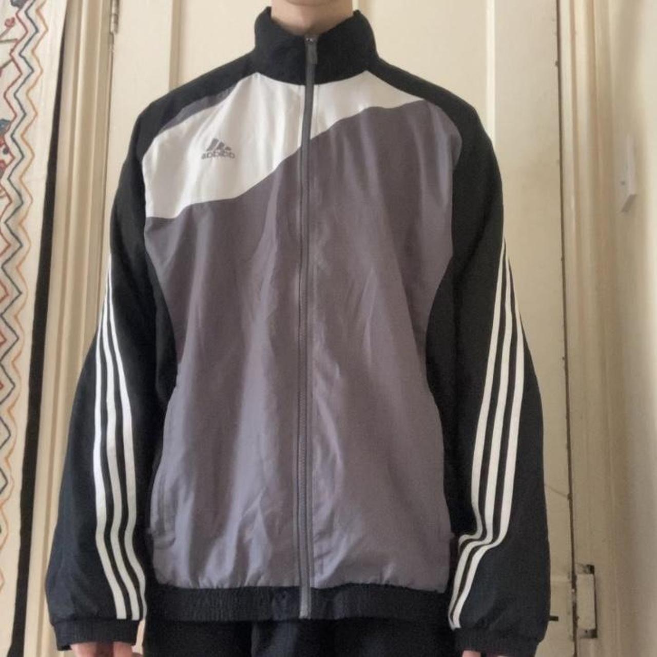 Vintage 2000s black Adidas Track jacket Oversized... - Depop