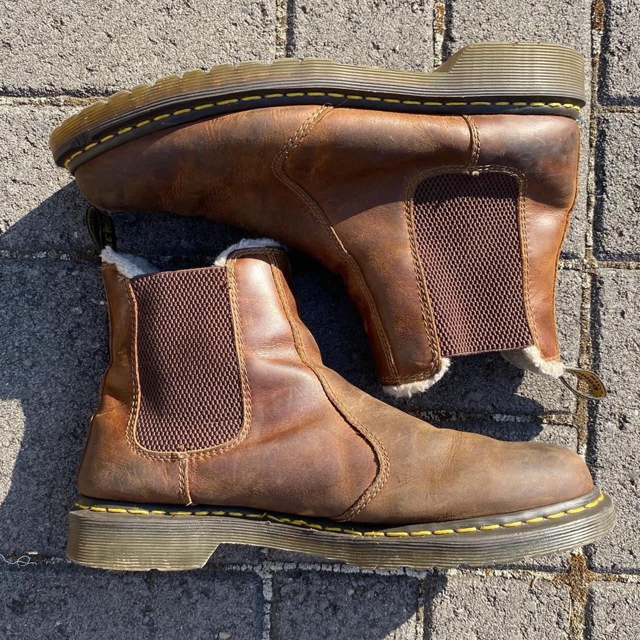 Leather Doc Marten Boots Brown leather Doc Marten... Depop