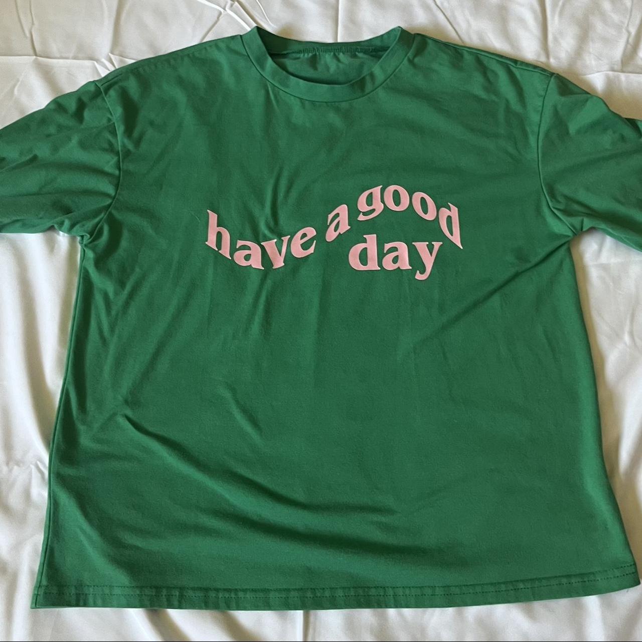 SHEIN green and pink graphic tee Super cute and worn... Depop