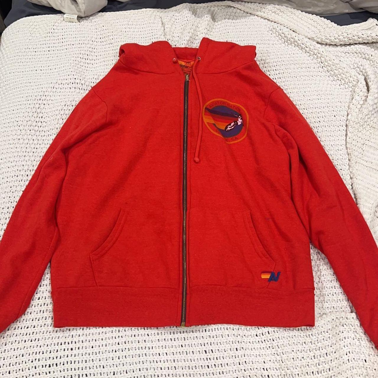 Aviator nation red zip up hoodie, originally $175,... - Depop