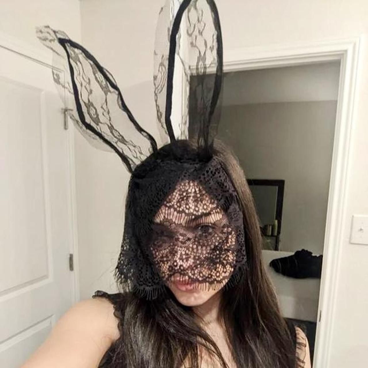 Lace Bunny Ear Headband Mask New Halloween Lace - Depop
