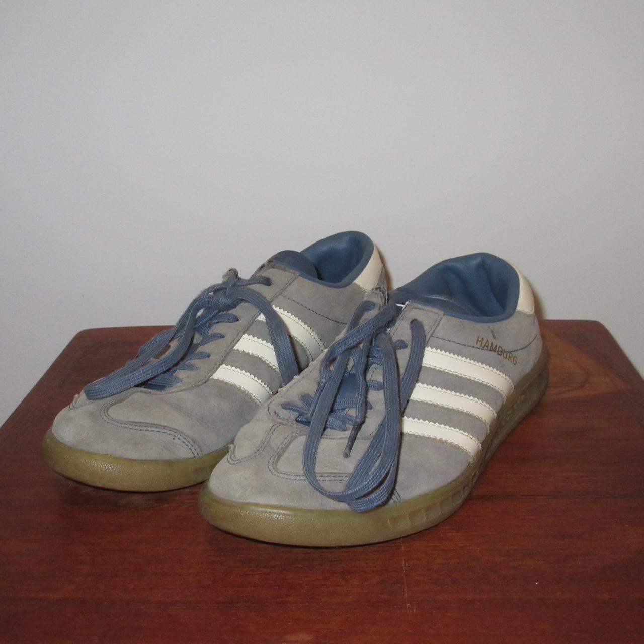 amazing true vintage grey blue adidas hamburg. Depop