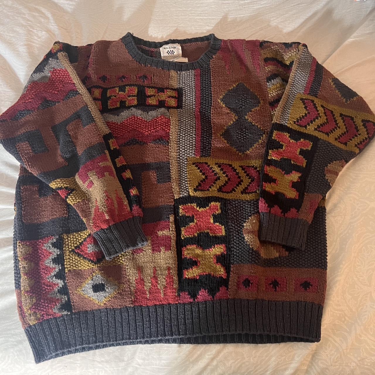 Mackinaw vintage mens medium hand knitted sweater... - Depop