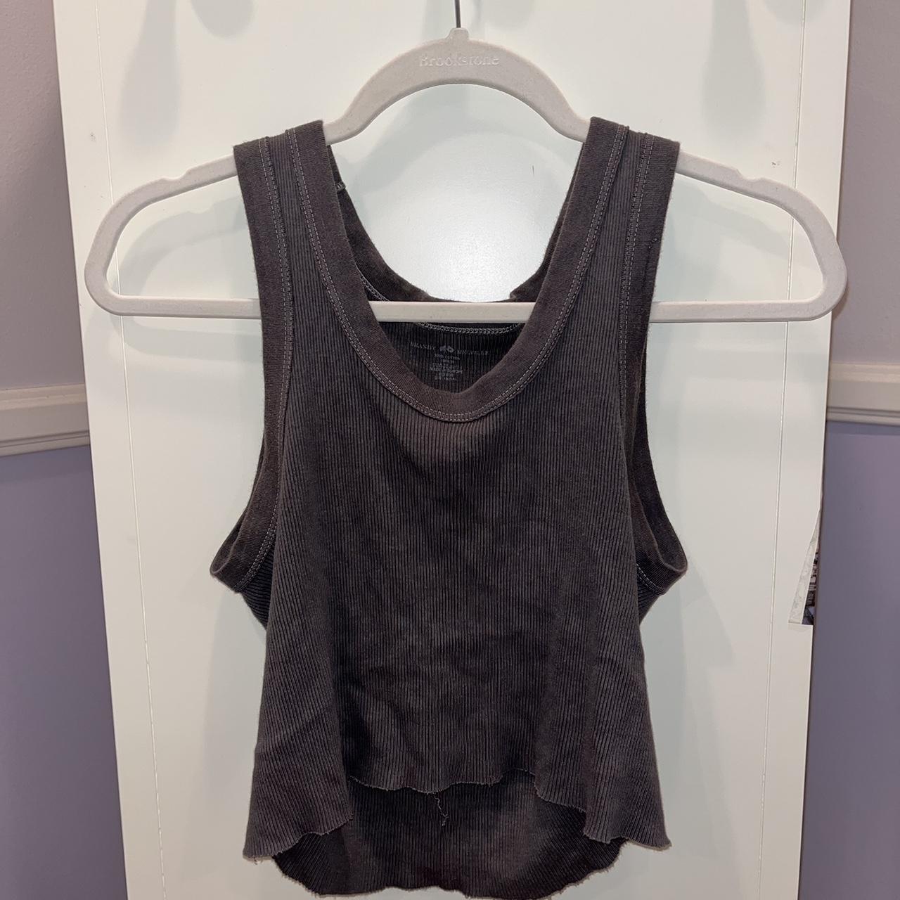 Brandy Melville gray ribbed tank top Looser fit... - Depop