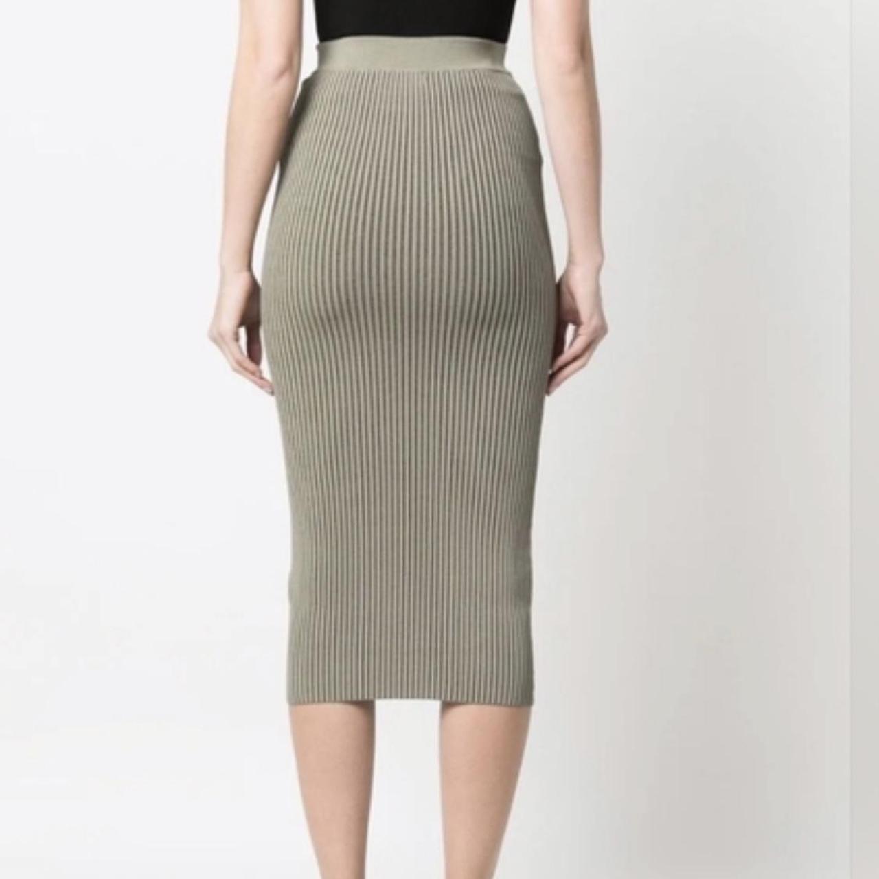 NWT Anine Bing Julian Fine Ribbed Midi Skirt Khaki Depop