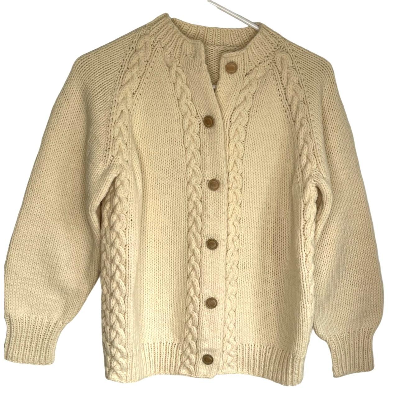 Vintage Hand factory Knit Wool Cardigan Sweater