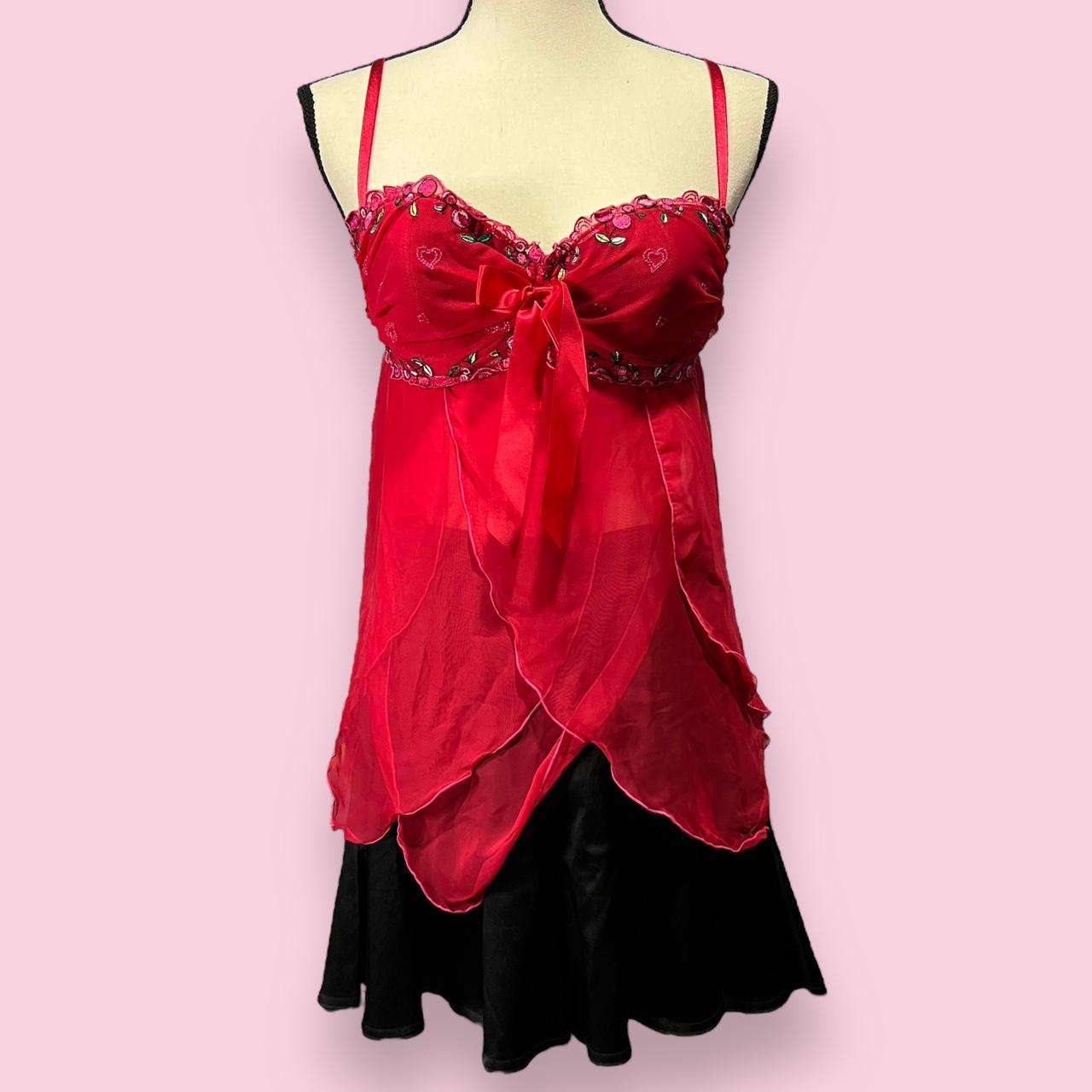 Y2K vintage mesh asymmetrical hot pink/red Victoria