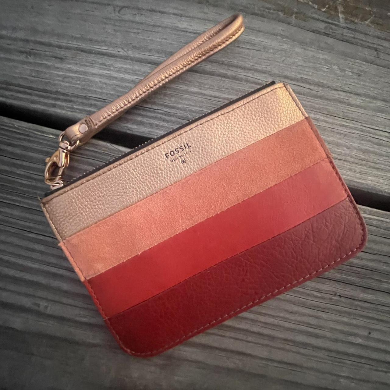 Clarks Red Leather Built-in Wallet Crossbody Bag Purse (8x7
