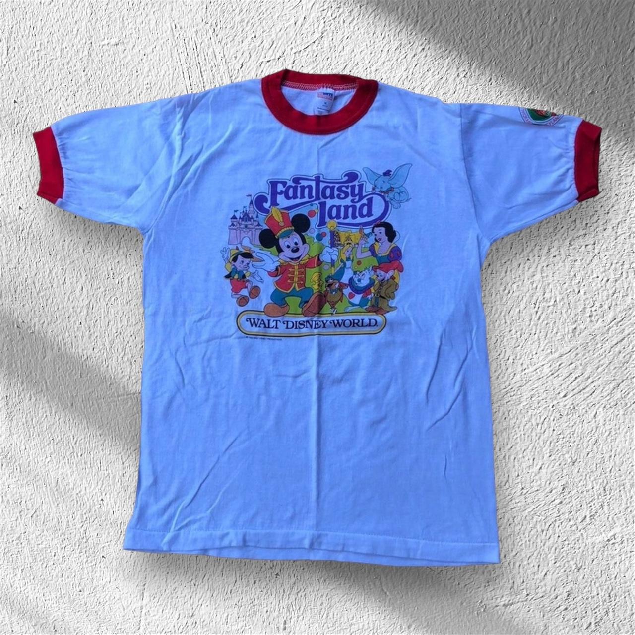 Vintage 80s Disney Disneyland Fantasyland Opening 1983 Ringer Shirt Youth authentic medium