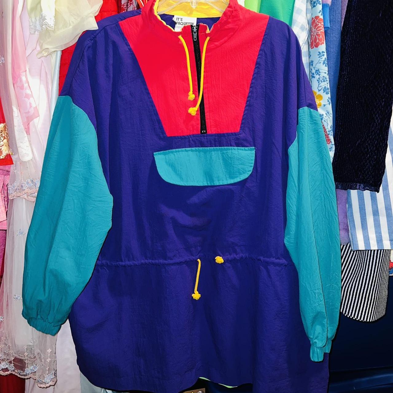 Vibrant vintage 90s windbreaker! Super cool and fun!... - Depop