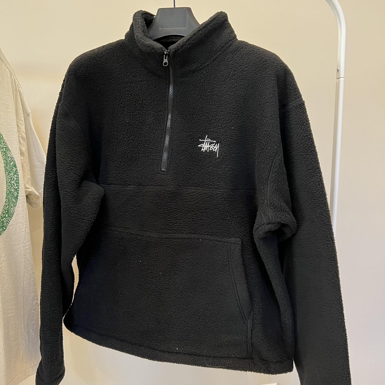 Stussy polar fleece sale half zip black