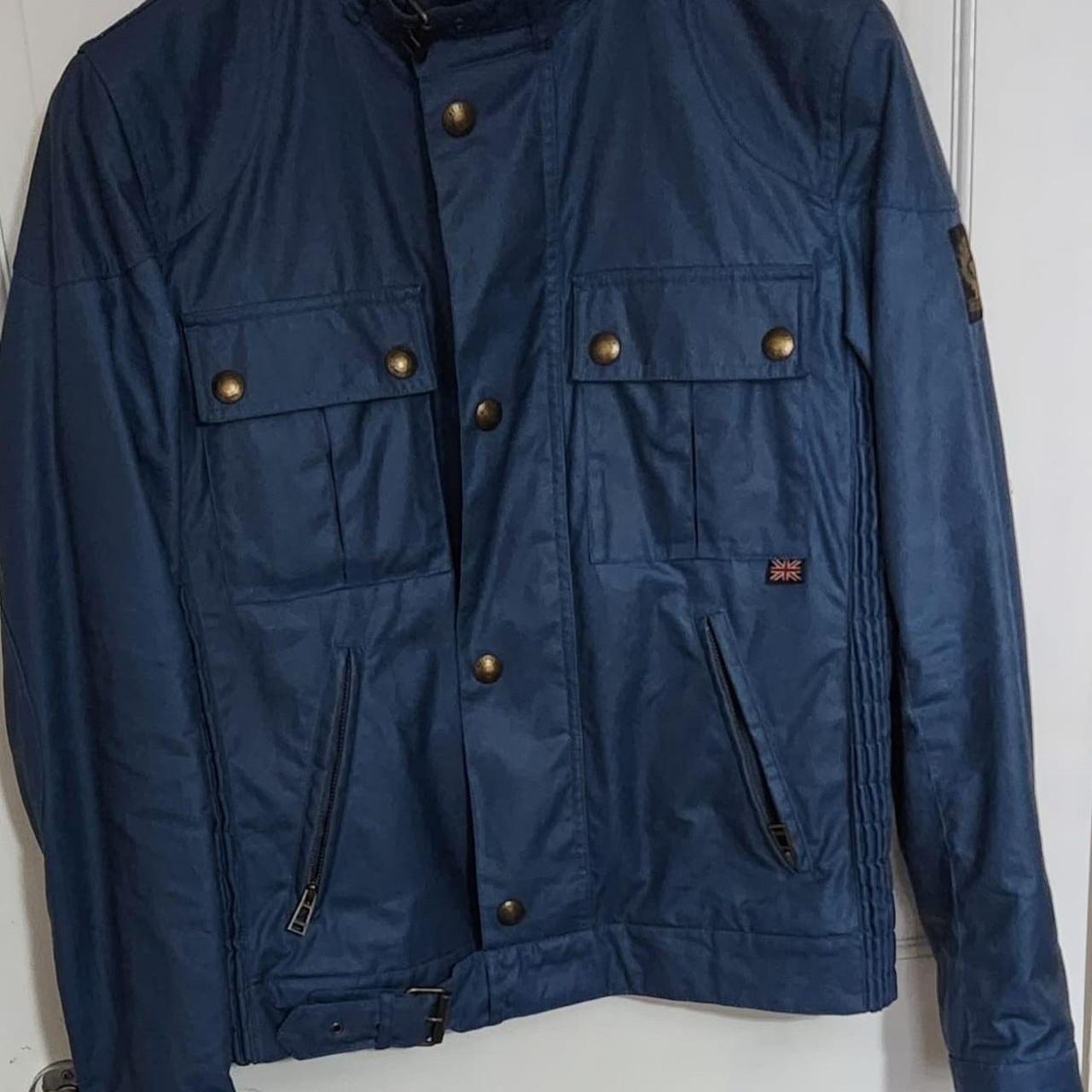 Belstaff Gangster Waxed Jacket In Airforce Blue.... - Depop