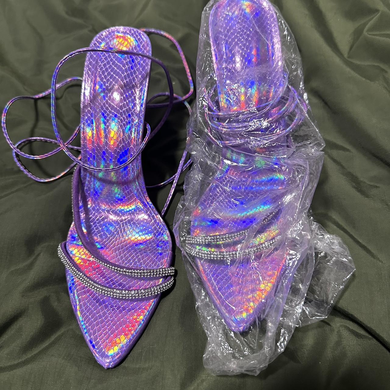 Purple store holographic heels