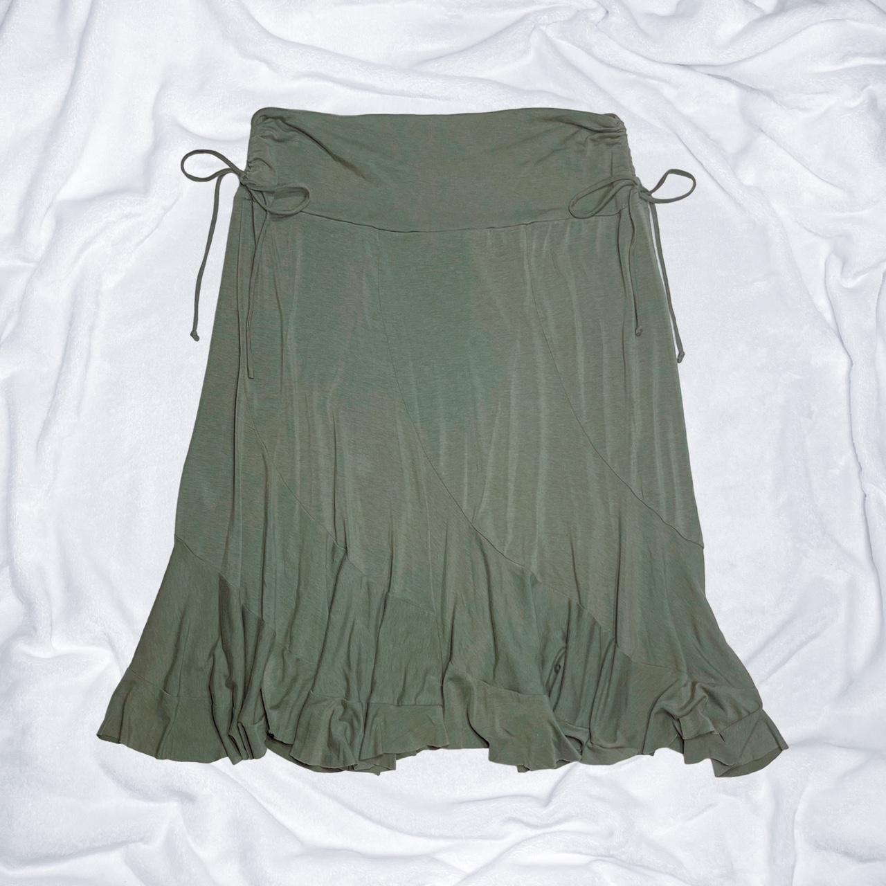 Copper Key Women's Green and Khaki Skirt | Depop