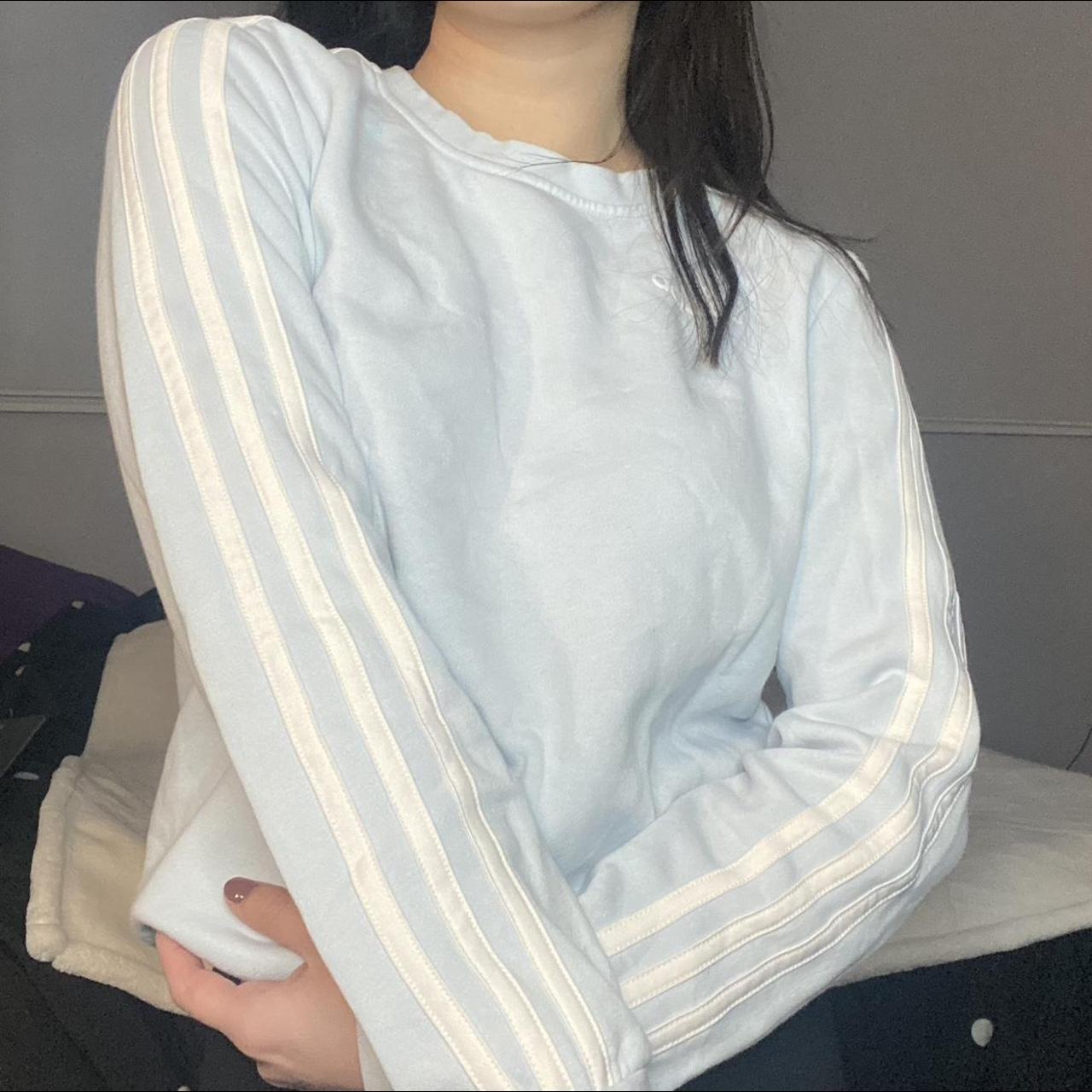 Adidas Women's Blue and White Sweatshirt