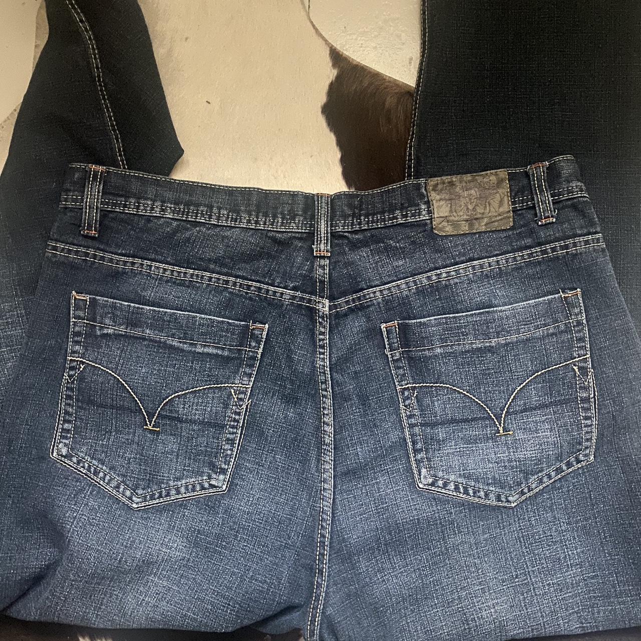 vintage baggy jeans y2k really nice baggy fit on... - Depop