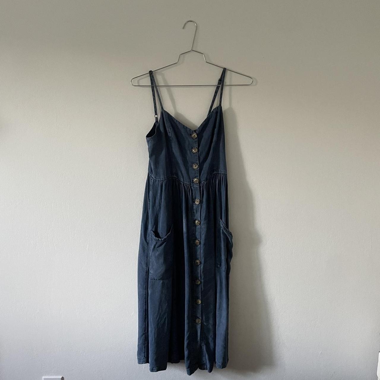 Urban outfitters button up faux denim dress with... - Depop