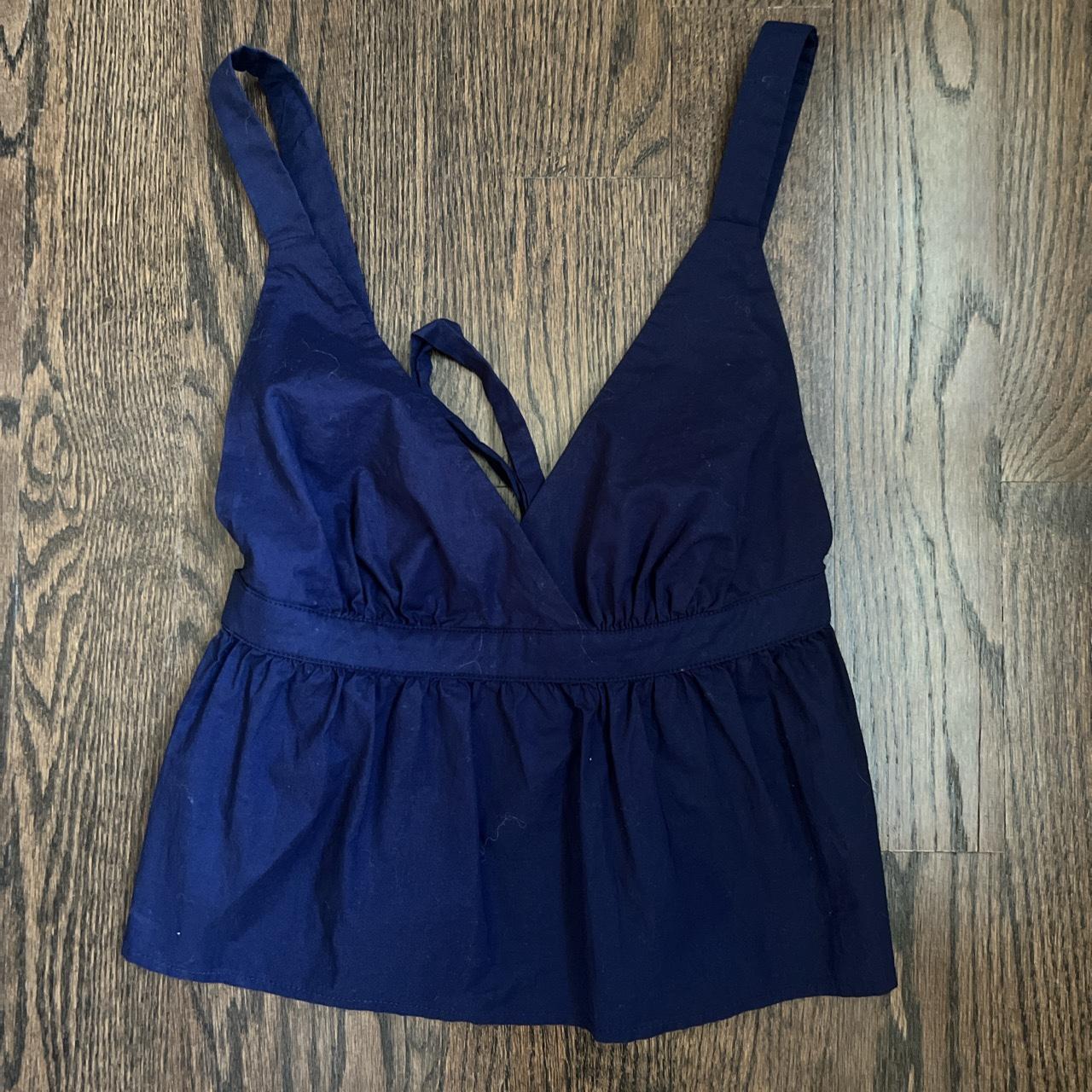 Kimchi Blue tie back navy blue crop top w adjustable... - Depop