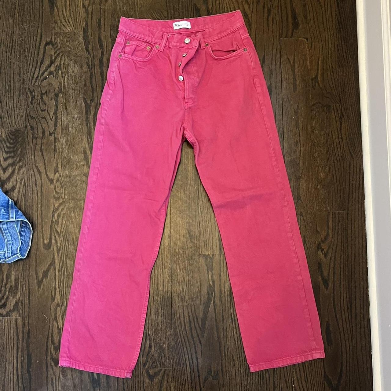 bright pink zara jeans! perfect for valentine’s day... Depop