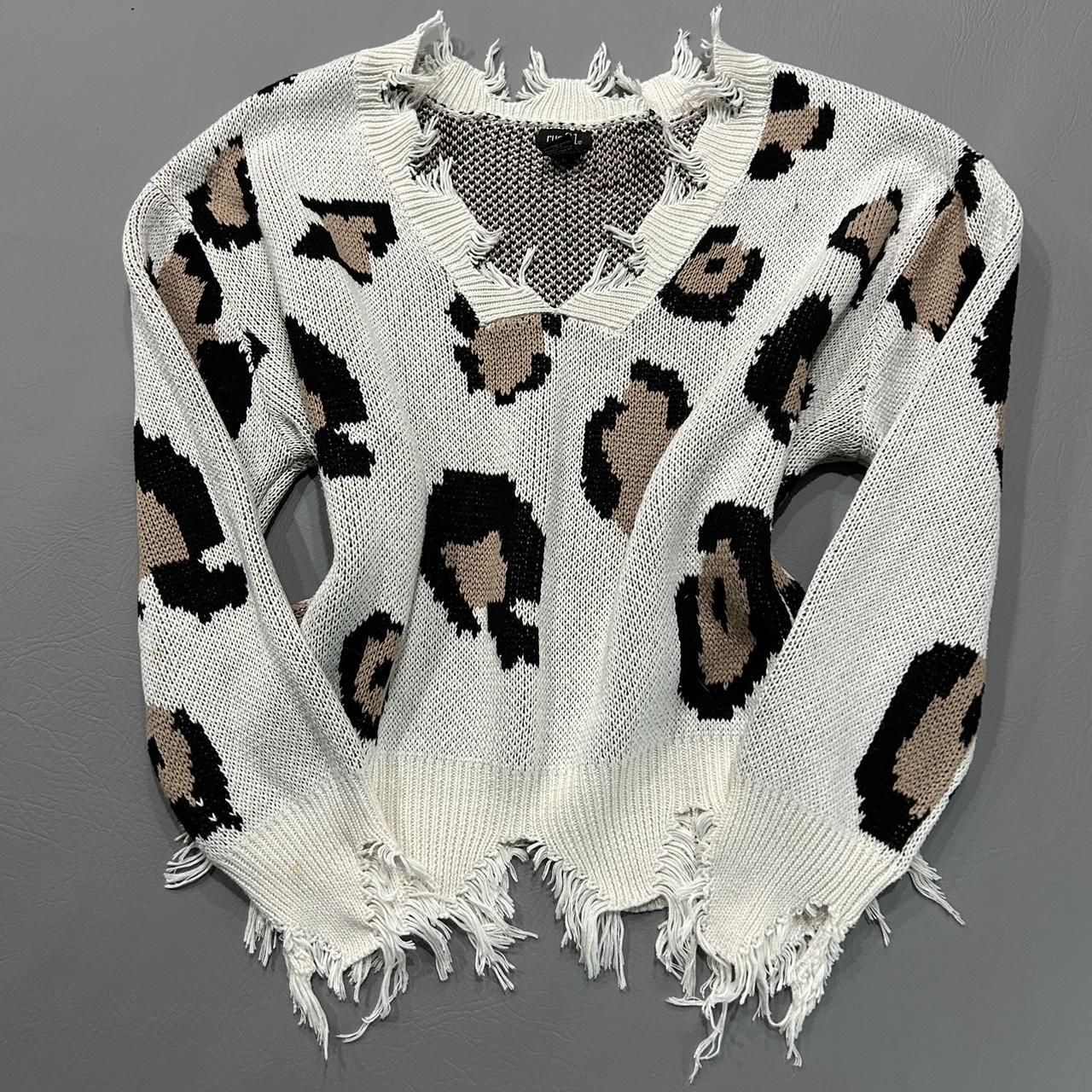 Distressed shops cheetah sweater