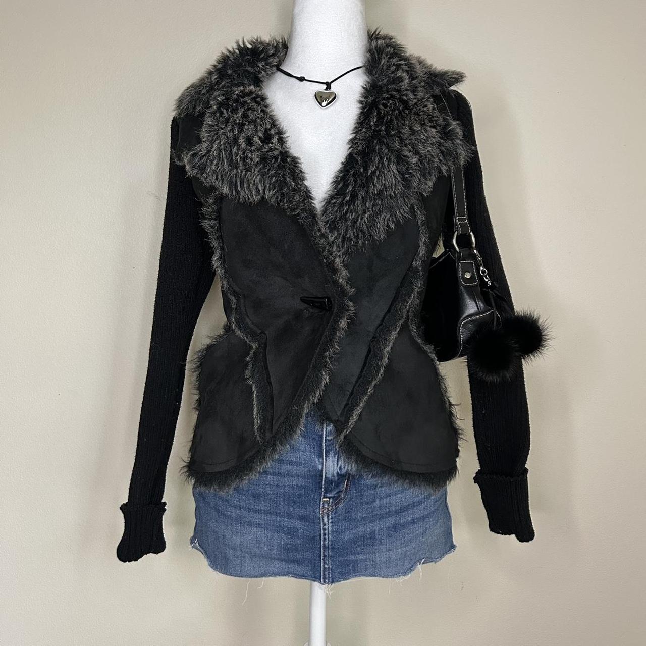 ジャケット・アウター 00s Y2K archive suede rabbit fur jacket Y2k Grunge Zip Up Hoodies Emo Rabbit Ear Hooded Sweatshirt