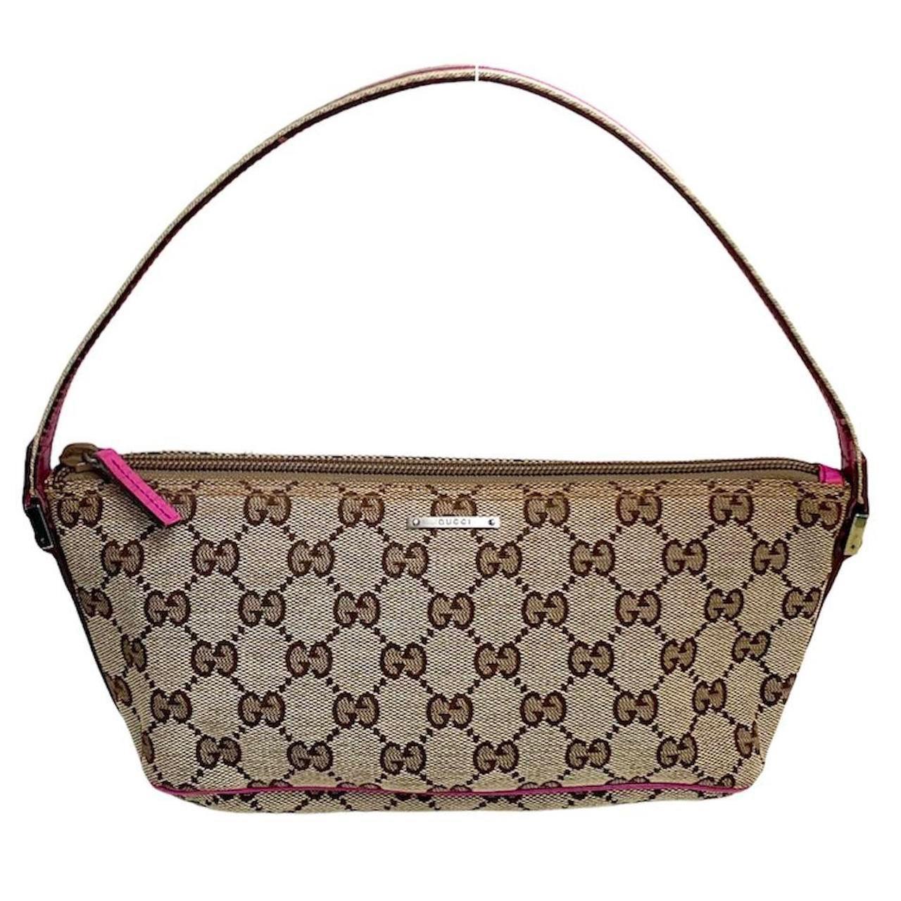 GUCCI Sherry monogram boat pochette with fuschia