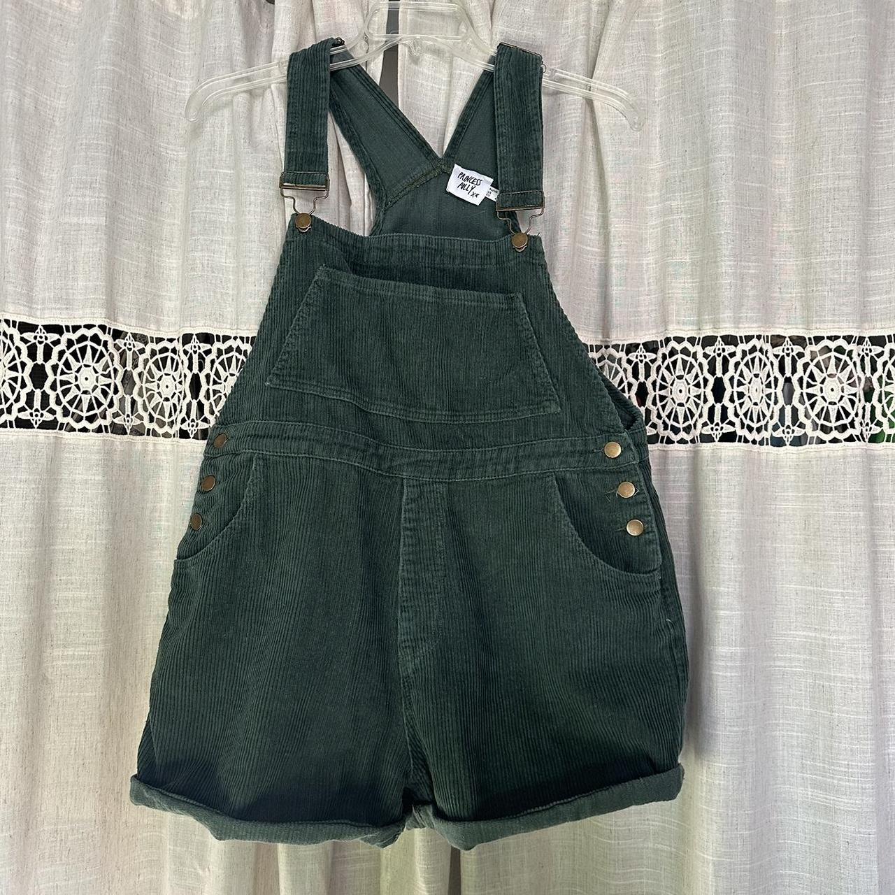 Corduroy green overalls from Princess Polly Worn... Depop