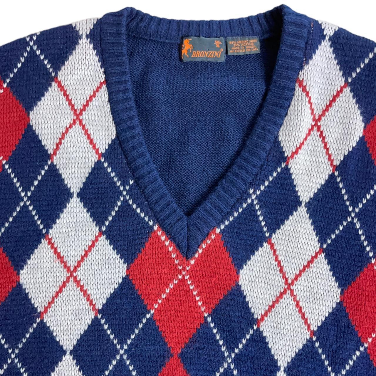 🔥 FIRE vintage 90s Argyle patterns sweater vest... - Depop