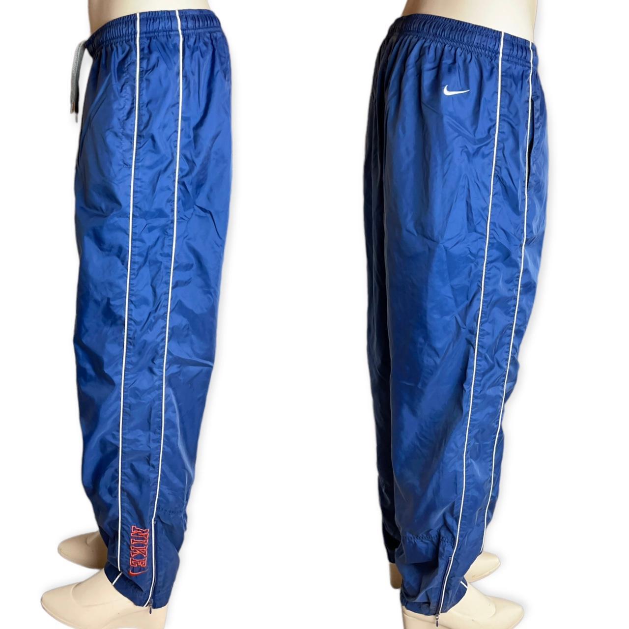 Vintage 90s blue Nike track pants, size xl, good - Depop