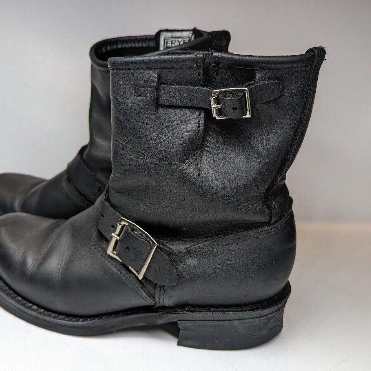 Frye Engineer 8R Black Leather Biker Boots Women's... - Depop