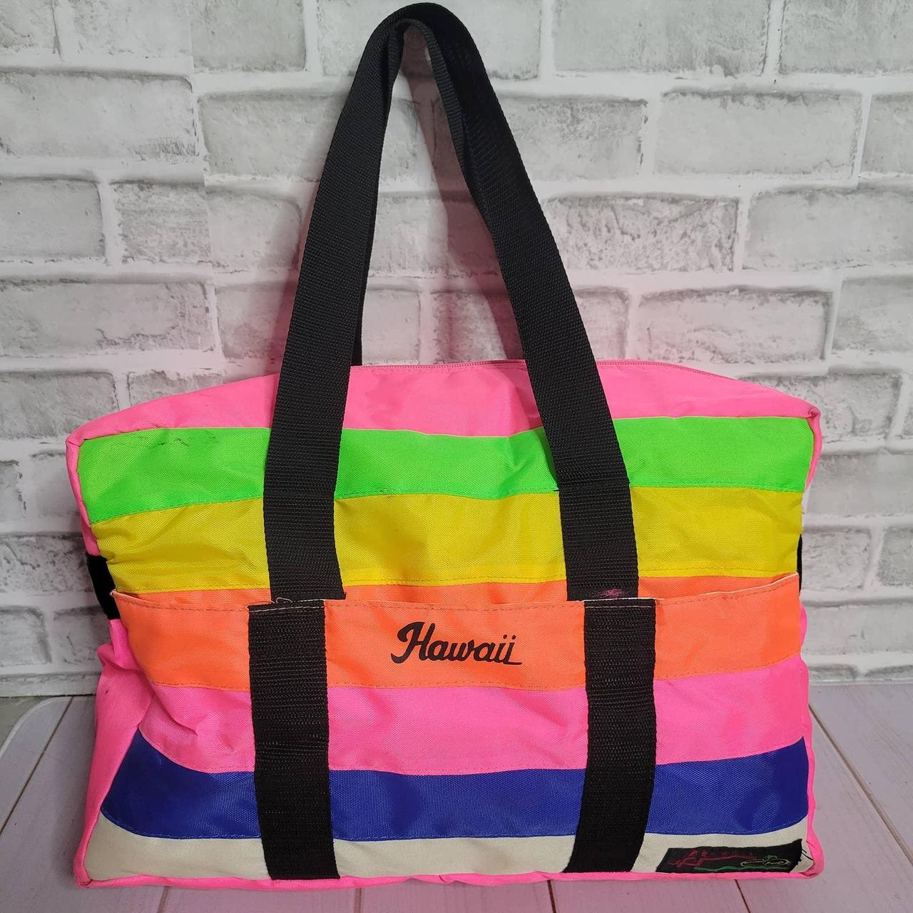 80's 90's Vintage Leather Neon Bucket Bag