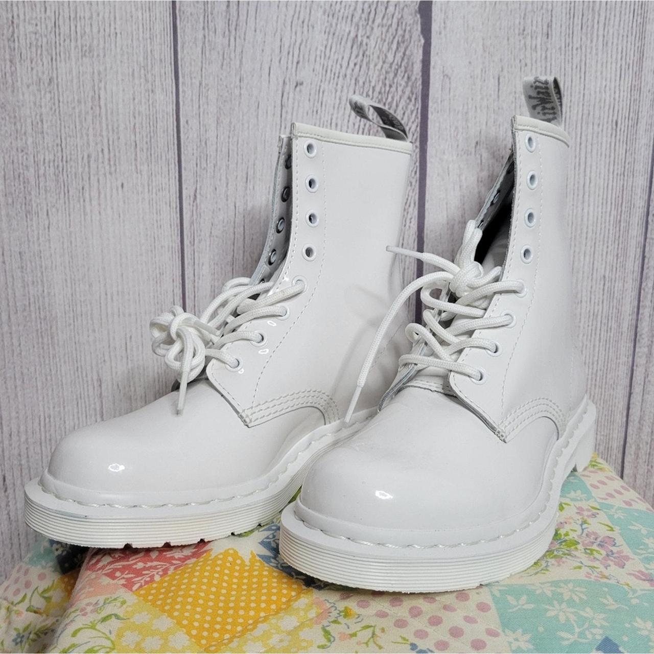 Dr. Marten 1460 Mono White Patent Leather Boots Depop