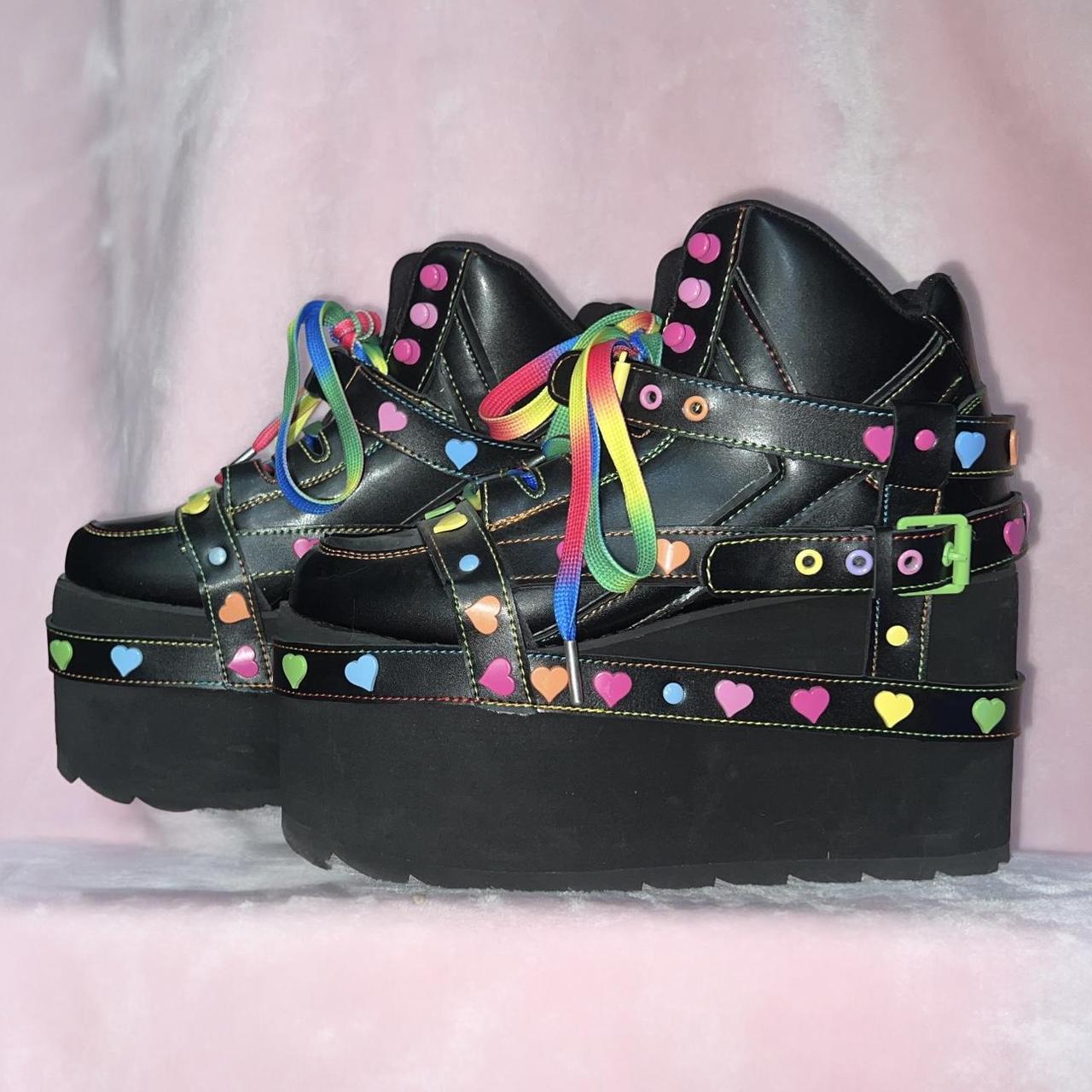 Y.R.U. Vegan Leather Spiked Stud Platform Sneakers - Black