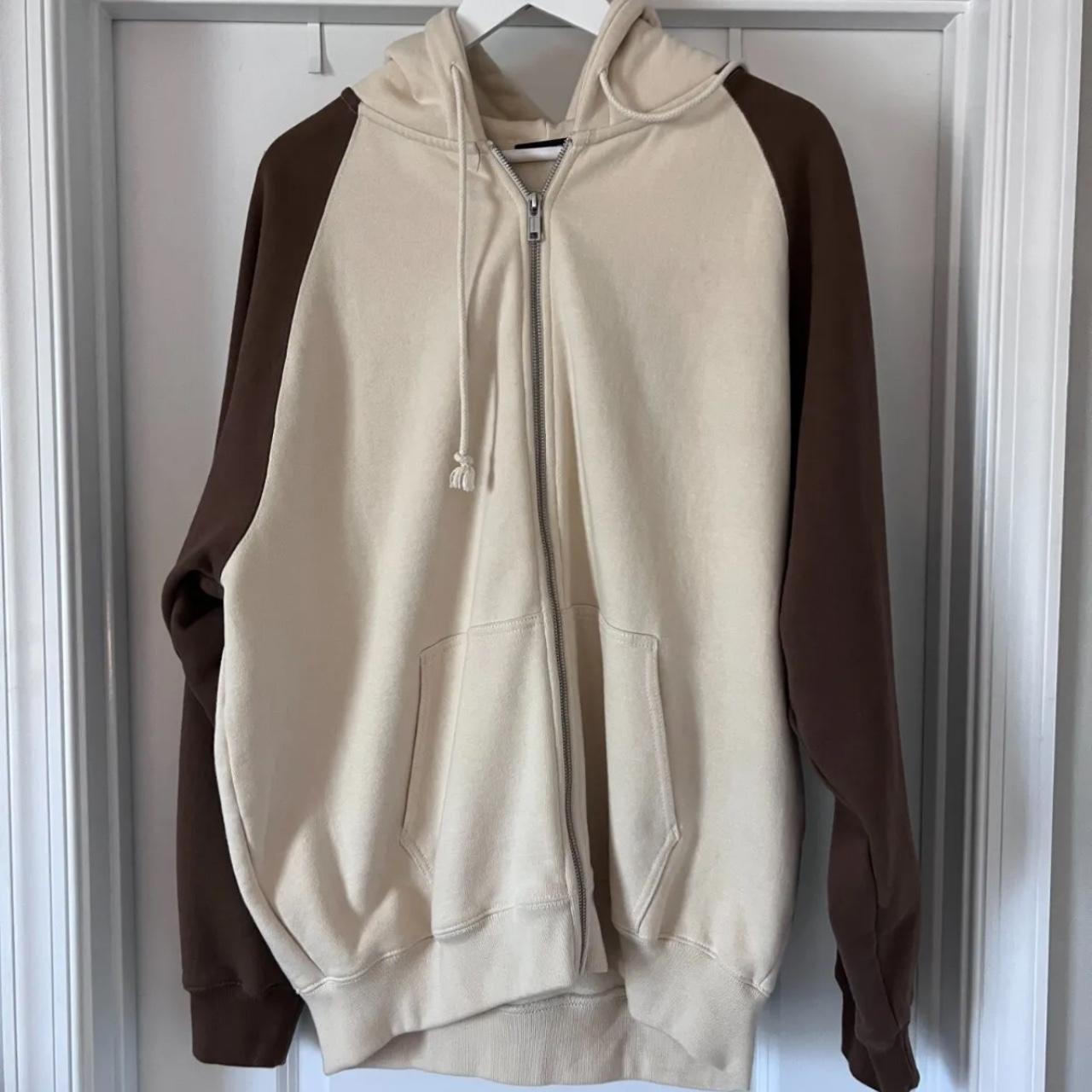 Brandy Melville two toned brown and tan Christy zip... Depop