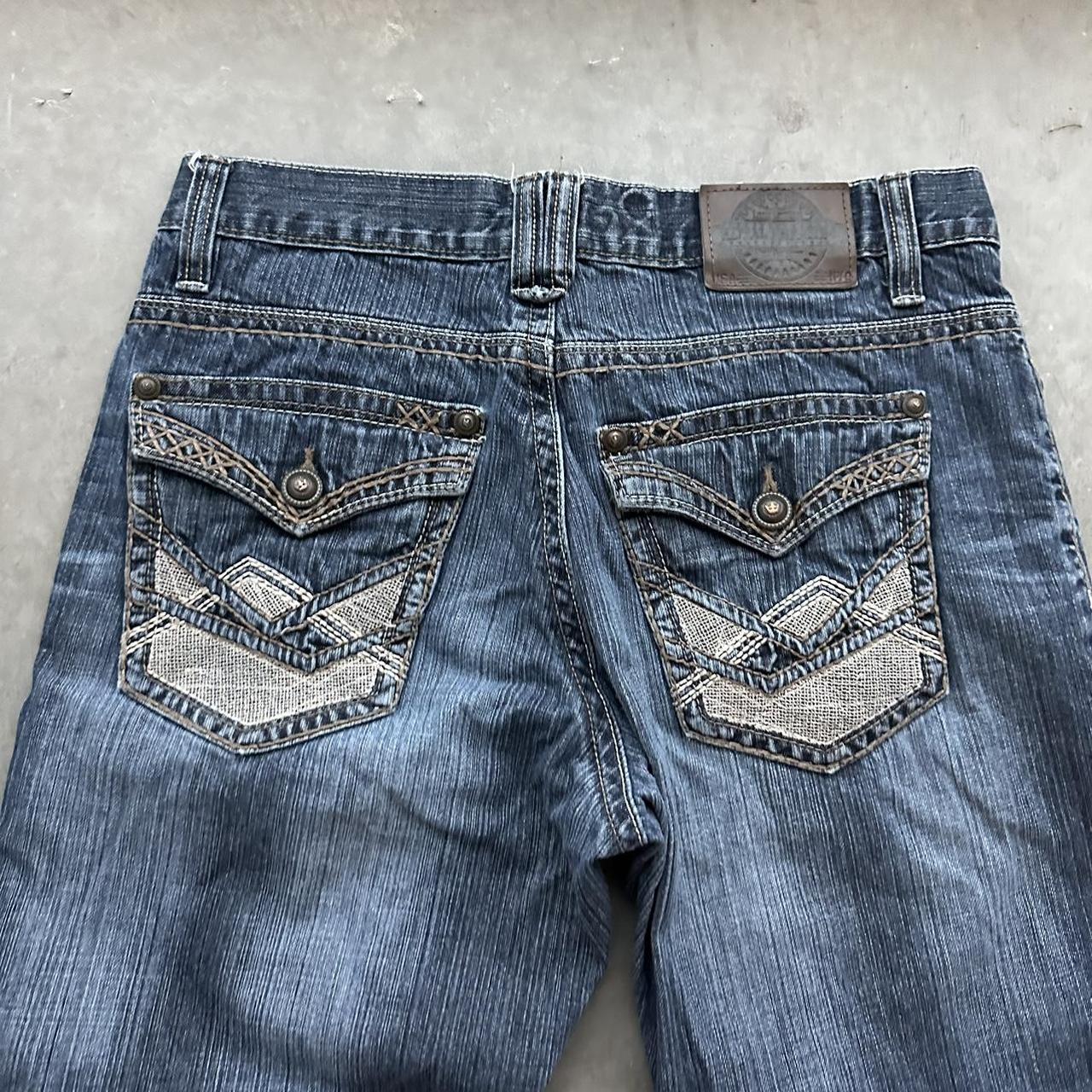 Crazy Vintage Y2K Embroidered Baggy Jeans Boot Cut... - Depop