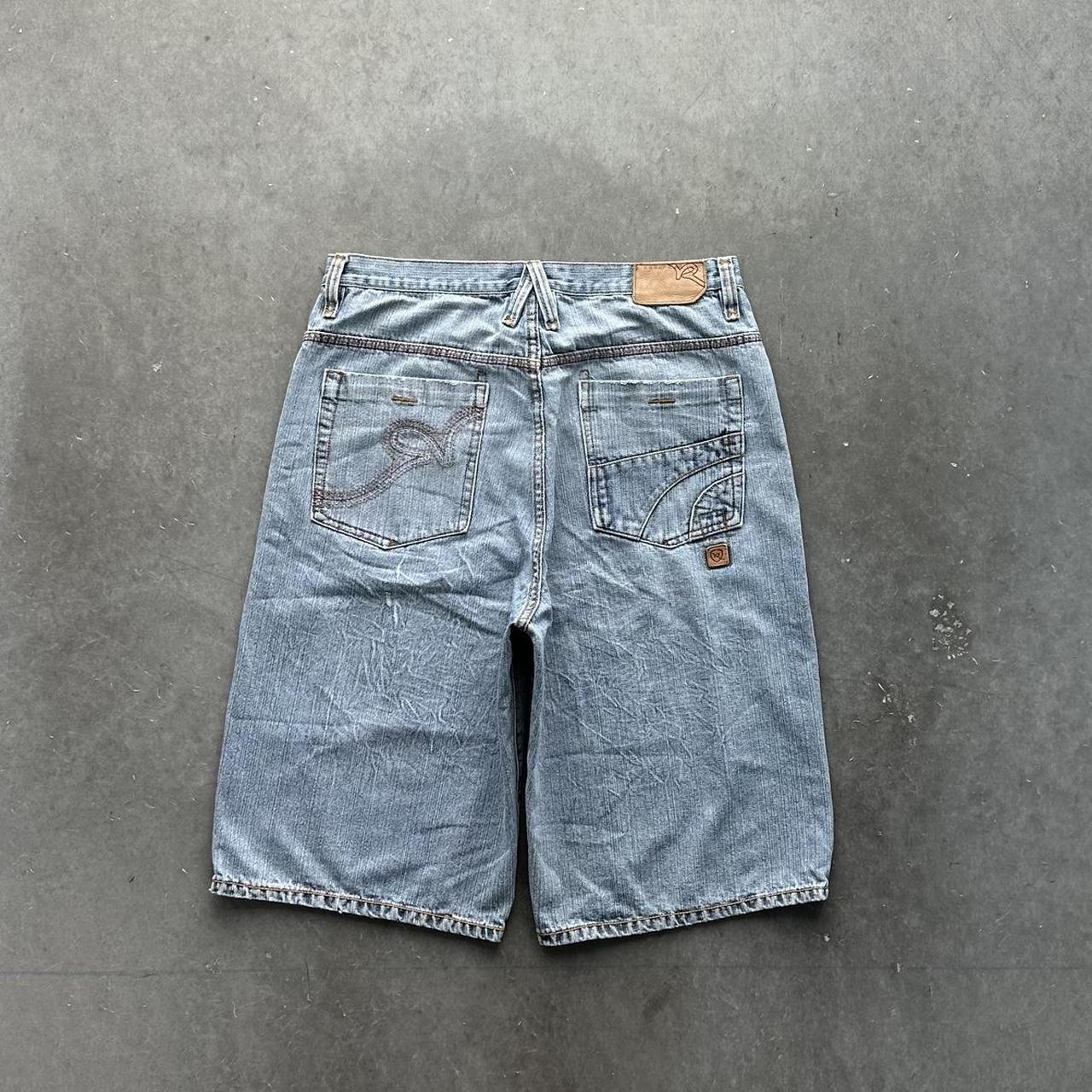 Vintage Y2K Baggy Rocawear Jorts Embroidered Faded... - Depop