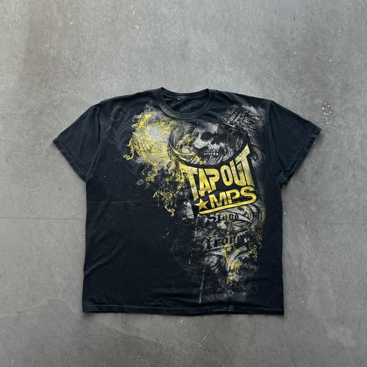 Vintage Y2K Tapout Skull T Shirt Big Print Baggy... - Depop