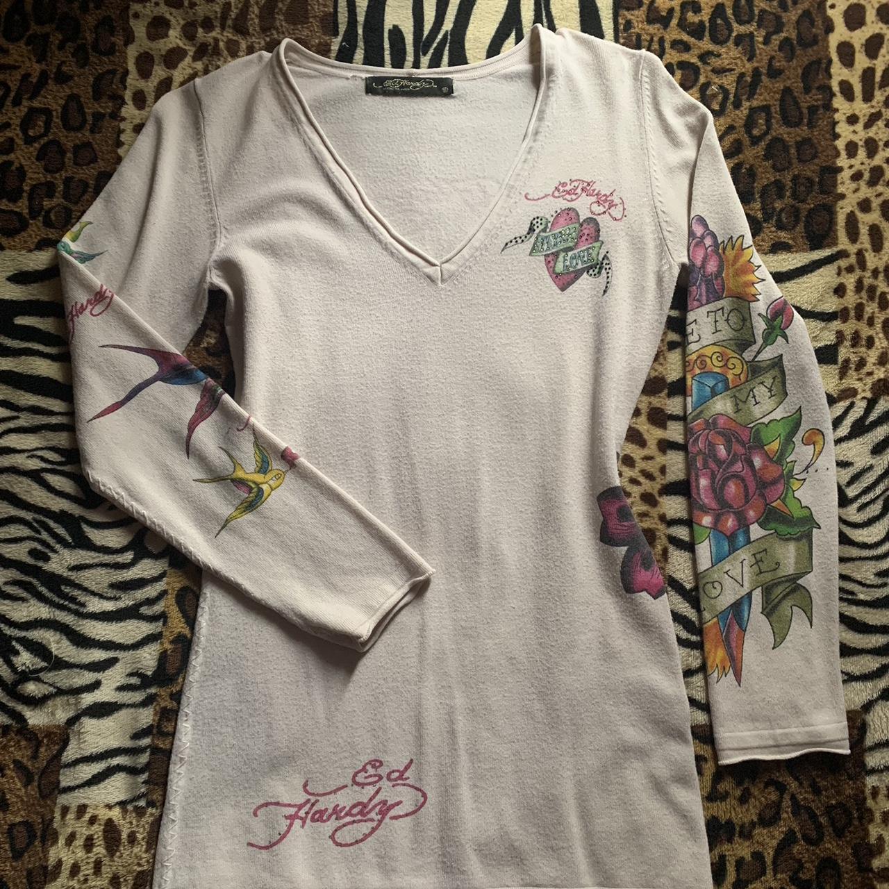 Ed Hardy Women S Tan Sweatshirt Depop   P0 