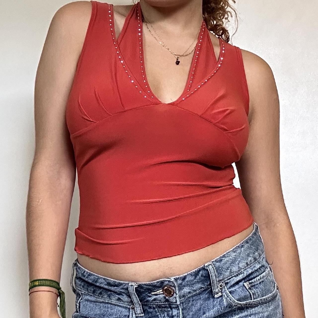 orange double halter top! it can also be used as... - Depop