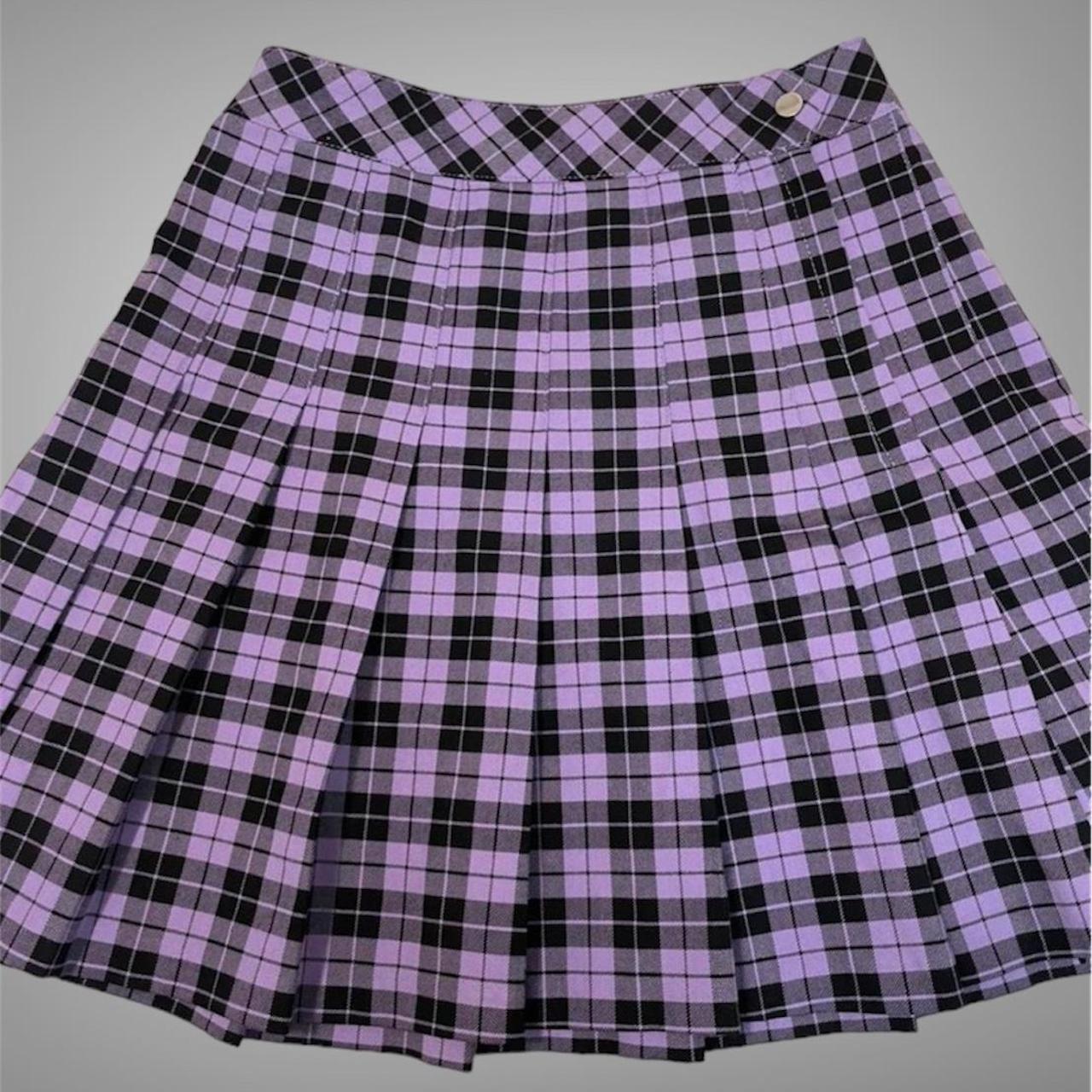 Black white 2025 purple plaid skirt