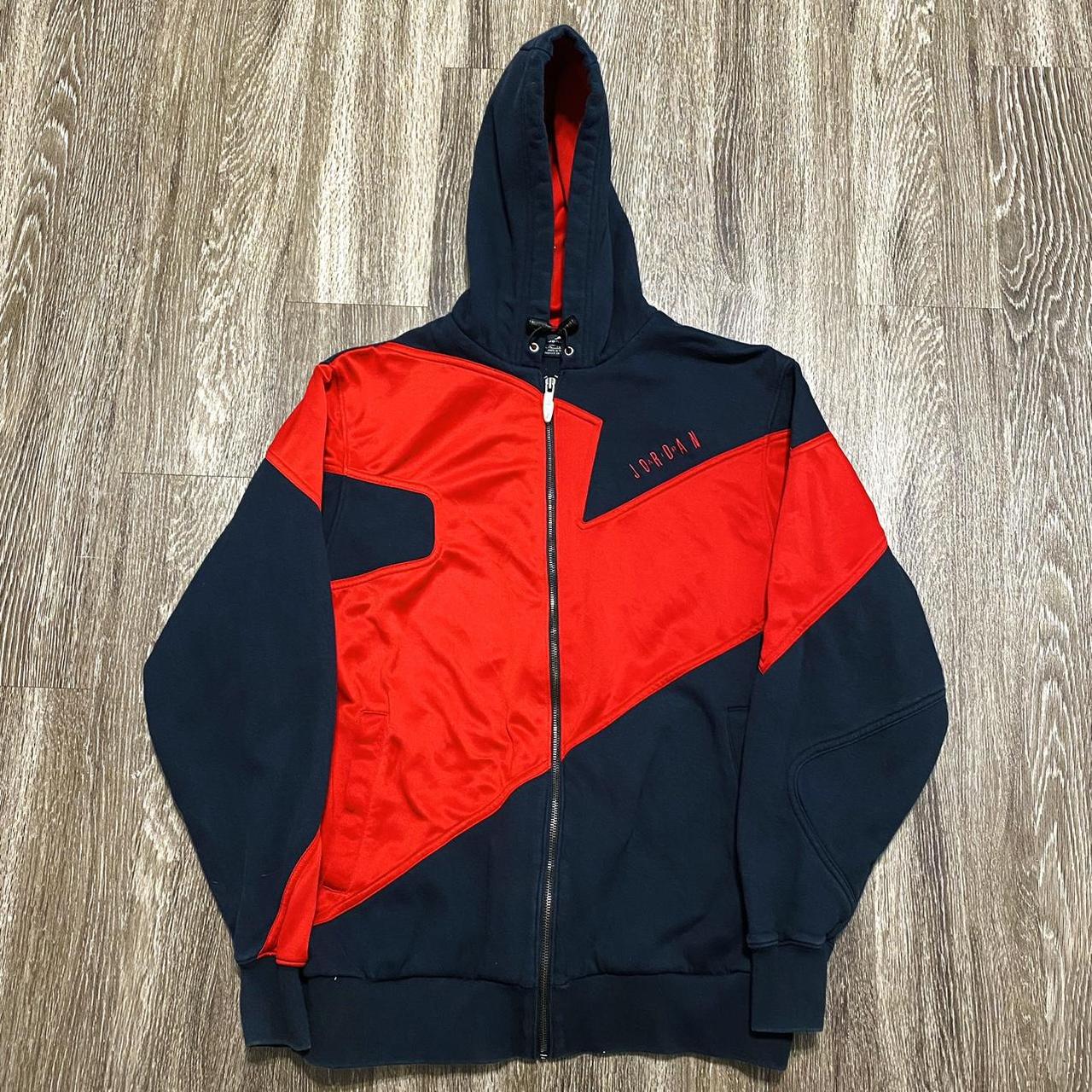 Jordan Men's Black and Red Hoodie Depop